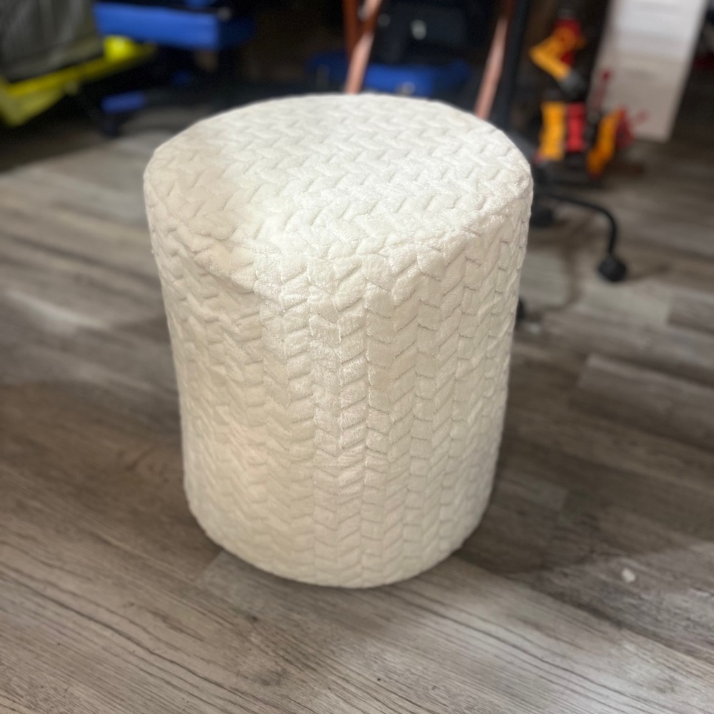 Cream Textured Ottoman